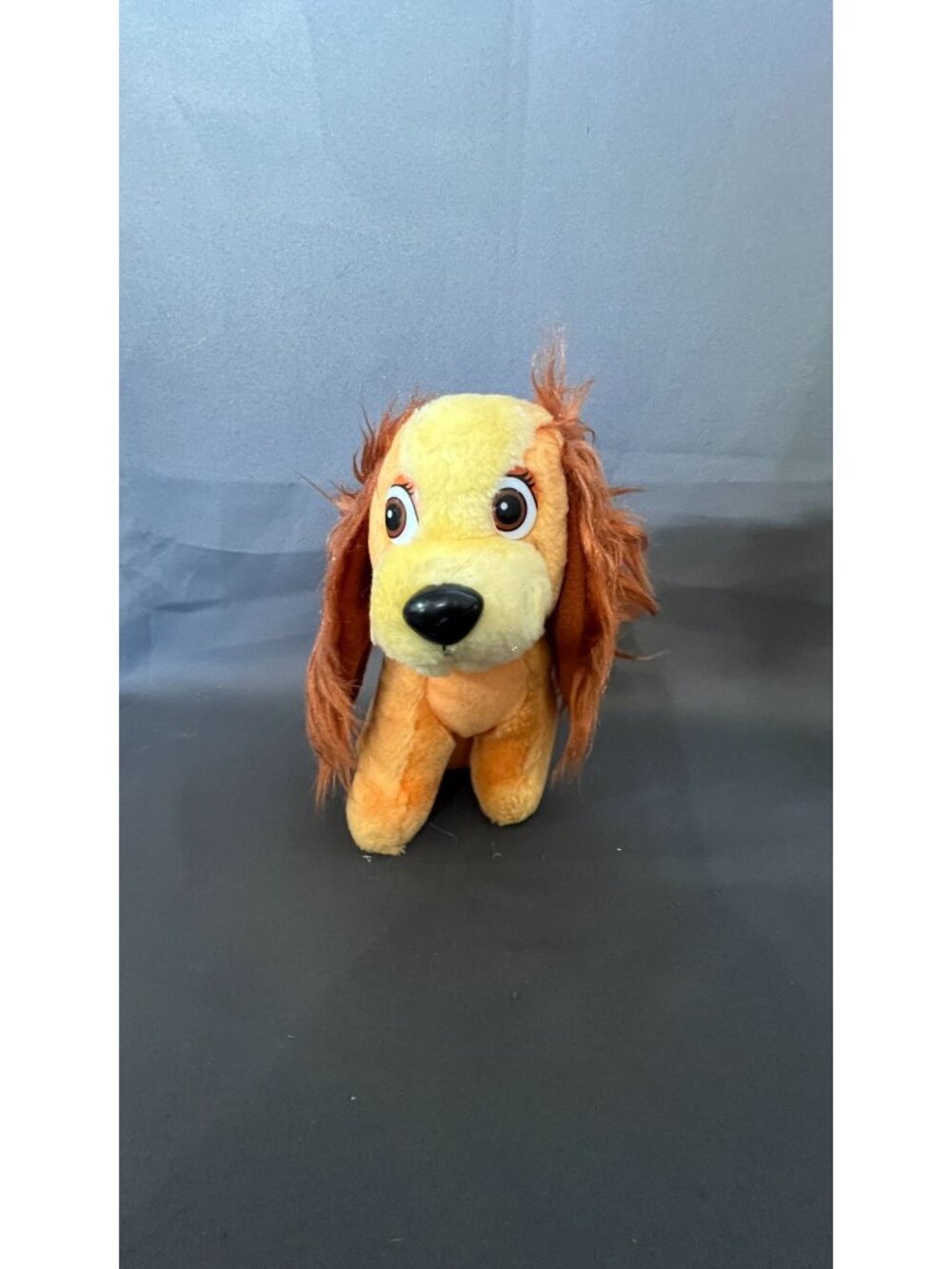 Vintage Disney Plush Lady Dog Stuffed Animal Orange & Brown Toy